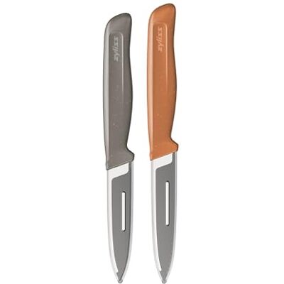 Zyliss 2 Piece Knife Set, Sharp Stainless Steel, Non Slip Soft Grip Handles, 2 x Professional Kitchen Knives with Protection Covers, Dishwasher Safe Zyliss 2 Piece Knife Set, Sharp Stainless Steel, Non Slip Soft Grip Handles, 2 x Professional Kitchen Knives with Protection Covers, Dishwasher Safe