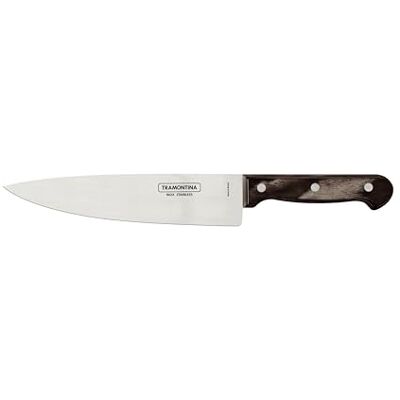 Tramontina Cuchillo Chef de Acero Inoxidable y Mango de Madera Tratada Polywood Castaño 20 cm Tramontina Cuchillo Chef de Acero Inoxidable y Mango de Madera Tratada Polywood Castaño 20 cm