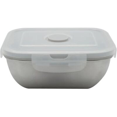 Fackelmann Caja hermética de acero inoxidable, 400 ml, almuerzo con válvula de vapor y tapa de plástico, plástico, acero inoxidable, 13,5 x 10,5 cm Fackelmann Caja hermética de acero inoxidable, 400 ml, almuerzo con válvula de vapor y tapa de plástico, plástico, acero inoxidable, 13,5 x 10,5 cm