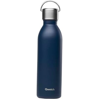 QWETCH Botella Agua Acero Inoxidable 600ml Azul Marino Active Botella Térmica Reutilizable con Asa 24h Frío / 12h Calor Botella Isotérmica Compacta sin BPA y Hermética QWETCH Botella Agua Acero Inoxidable 600ml Azul Marino Active Botella Térmica Reutilizable con Asa 24h Frío / 12h Calor Botella Isotérmica Compacta sin BPA y Hermética