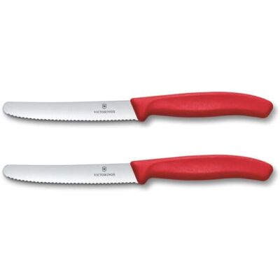 Victorinox Set 2x Cuchillo de Desayuno, Pan y Tomate, 11 cm, Filo Dentado Victorinox Set 2x Cuchillo de Desayuno, Pan y Tomate, 11 cm, Filo Dentado