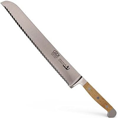 Güde Solingen Cuchillo para pan forjado para zurdos, 32 cm, madera de briccole, ALPHA-BRICCOLE DI VENEZIA doble virola, Hecho a mano en Alemania Güde Solingen Cuchillo para pan forjado para zurdos, 32 cm, madera de briccole, ALPHA-BRICCOLE DI VENEZIA doble virola, Hecho a mano en Alemania