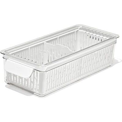 OXO Good Grips Conservador de Productos: Contenedor Largo: Mantiene las Verduras Frescas por Más Tiempo + Divisor Ajustable + Canasta Removible para Circulación de Aire + Diseño Modular Apilable OXO Good Grips Conservador de Productos: Contenedor Largo: Mantiene las Verduras Frescas por Más Tiempo + Divisor Ajustable + Canasta Removible para Circulación de Aire + Diseño Modular Apilable