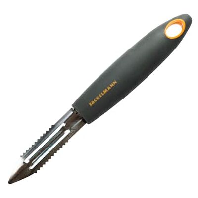 Fackelmann Soft Pelador, Pelador de Patatas, Verduras y Frutas, Adecuado como Descamador de Pescado, Mango Ergonómico de Tacto Cómodo, Acero Inoxidable, 18 cm, 1 ud. Fackelmann Soft Pelador, Pelador de Patatas, Verduras y Frutas, Adecuado como Descamador de Pescado, Mango Ergonómico de Tacto Cómodo, Acero Inoxidable, 18 cm, 1 ud.