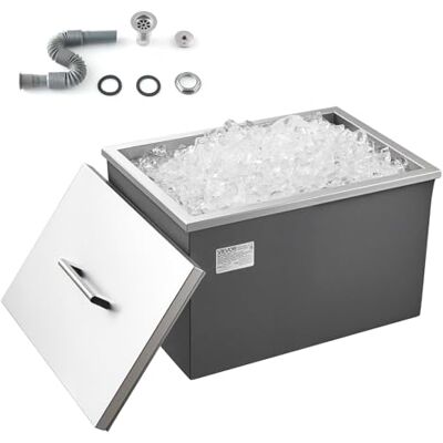VEVOR Hielera Empotrable, 508 x 355 x 306 mm, de Acero Inoxidable, con Capacidad para 30 L, con Tapa para Exterior y Tubo de Drenaje Incluido, para Vino y Cerveza Fríos, Tapa Olla, Uso Versátil VEVOR Hielera Empotrable, 508 x 355 x 306 mm, de Acero Inoxidable, con Capacidad para 30 L, con Tapa para Exterior y Tubo de Drenaje Incluido, para Vino y Cerveza Fríos, Tapa Olla, Uso Versátil