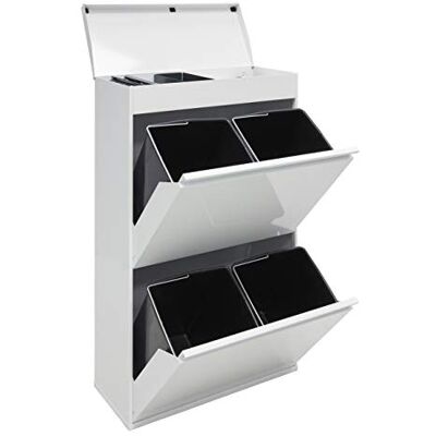 Arregui Top Cubo de Basura y Reciclaje de Acero de 4 Compartimentos con Cajón Superior 4x17 L (68 L) Cubos de Basura de Cocina Contenedores de Reciclaje para Casa u Oficina blanco Arregui Top Cubo de Basura y Reciclaje de Acero de 4 Compartimentos con Cajón Superior 4x17 L (68 L) Cubos de Basura de Cocina Contenedores de Reciclaje para Casa u Oficina blanco