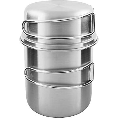 Tatonka Mess Kit Handle MUG Set 600 ml 2 cazos INOX Metal Unisex Adultos Tatonka Mess Kit Handle MUG Set 600 ml 2 cazos INOX Metal Unisex Adultos
