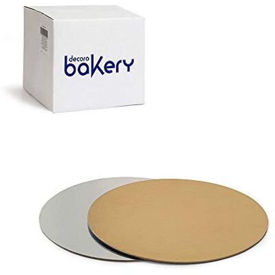 Decora , Juego de 100 platos de tarta de 20 x 1 mm de diámetro, color dorado y plateado, de cartón, revestidos con película impermeable, ideal para presentar y servir postres Decora , Juego de 100 platos de tarta de 20 x 1 mm de diámetro, color dorado y plateado, de cartón, revestidos con película impermeable, ideal para presentar y servir postres
