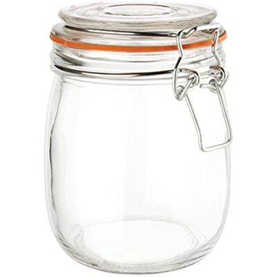 VOGUE Tarro de conservación de cristal, 750 ml para almacenamiento de alimentos, con tapa de cierre con clip y junta de goma VOGUE Tarro de conservación de cristal, 750 ml para almacenamiento de alimentos, con tapa de cierre con clip y junta de goma