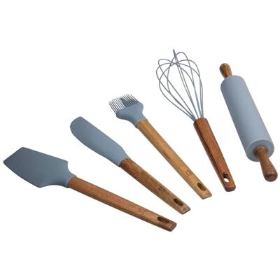 San Ignacio NOIA: Set de 5 Utensilios de Cocina de Silicona y Madera de Acacia San Ignacio NOIA: Set de 5 Utensilios de Cocina de Silicona y Madera de Acacia
