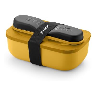 Guzzini Store&Go Fiambrera portátil con cubiertos, color amarillo, 900 ml Hermético, apto para microondas con tapa, cubiertos de viaje de acero con funda incluida Guzzini Store&Go Fiambrera portátil con cubiertos, color amarillo, 900 ml Hermético, apto para microondas con tapa, cubiertos de viaje de acero con funda incluida