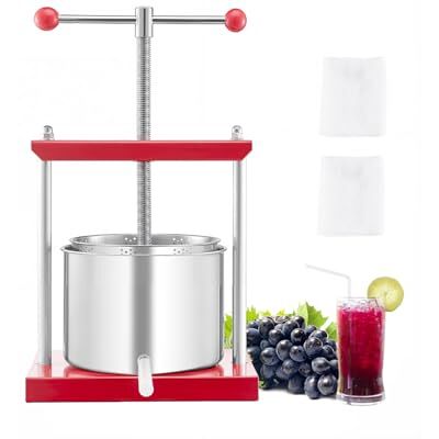 VEVOR Prensa de Vino de Frutas 6 L, 2 Barriles de Acero Inoxidable, para Sidra, Manzana, Uva, Tintura, Aceite de Oliva, con Mango en T para Cocina al Aire Libre y Hogar, 300 x 242 x 675 mm, Rojo VEVOR Prensa de Vino de Frutas 6 L, 2 Barriles de Acero Inoxidable, para Sidra, Manzana, Uva, Tintura, Aceite de Oliva, con Mango en T para Cocina al Aire Libre y Hogar, 300 x 242 x 675 mm, Rojo