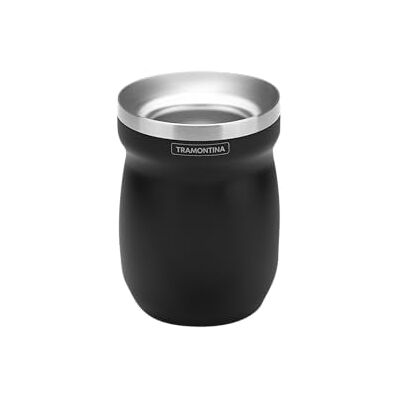 Tramontina Recipiente para Mate de Acero Inoxidable Color Negro 240 ml Tramontina Recipiente para Mate de Acero Inoxidable Color Negro 240 ml