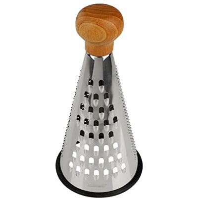 Fackelmann Rallador de acero inoxidable, rallador de queso, rallador de verduras, mango de madera certificado FSC, acero inoxidable, 24x12cm Fackelmann Rallador de acero inoxidable, rallador de queso, rallador de verduras, mango de madera certificado FSC, acero inoxidable, 24x12cm