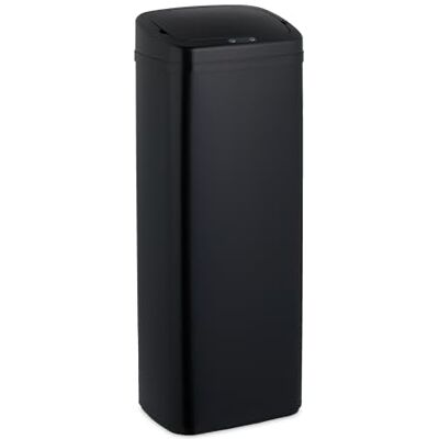 Relaxdays Cubo de Basura Cocina con Sensor, 50 litros, Tapa Eléctrica, Soporte Bolsas, Papelera Automática, Negro, Plástico, Acero Relaxdays Cubo de Basura Cocina con Sensor, 50 litros, Tapa Eléctrica, Soporte Bolsas, Papelera Automática, Negro, Plástico, Acero