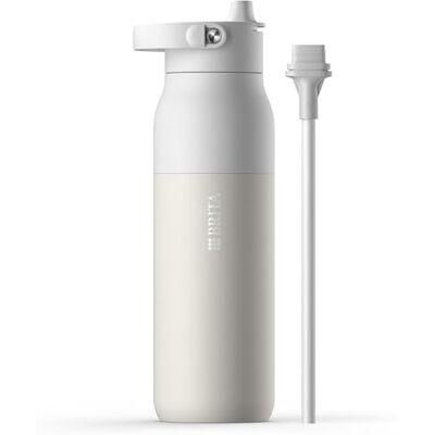 Brita LARQ Essential botella con pajita Blanco 1000 ml. Botella de agua de acero inoxidable, con aislamiento de doble pared (hasta 24 h de frío), asa soft‑touch extraíble y apta para lavavajillas Brita LARQ Essential botella con pajita Blanco 1000 ml. Botella de agua de acero inoxidable, con aislamiento de doble pared (hasta 24 h de frío), asa soft‑touch extraíble y apta para lavavajillas