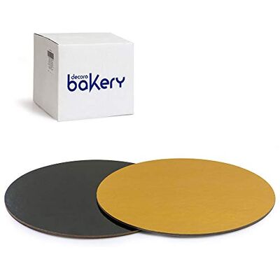 Decora , Paquete de 50 Platos Pastel de Ø 32 x 3 mm de altura mm, color dorado y negro, de cartón, revestidos con película impermeable, ideal para presentar y servir dulces Decora , Paquete de 50 Platos Pastel de Ø 32 x 3 mm de altura mm, color dorado y negro, de cartón, revestidos con película impermeable, ideal para presentar y servir dulces