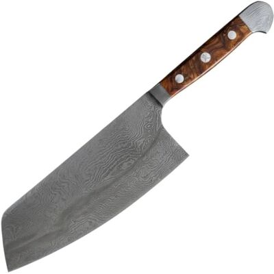 Güde Solingen Cuchillo de cocina chino de acero de Damasco forjado, 16 cm, madera de palo fierro, F., Hecho a mano en Alemania Güde Solingen Cuchillo de cocina chino de acero de Damasco forjado, 16 cm, madera de palo fierro, F., Hecho a mano en Alemania