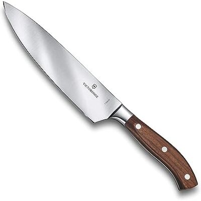 Victorinox Grand Maître, Cuchillo profesional para trinchar, Hoja extra afilada, afilado recto, 20 cm, Elegante mango de madera, Acero inoxidable, Marrón Victorinox Grand Maître, Cuchillo profesional para trinchar, Hoja extra afilada, afilado recto, 20 cm, Elegante mango de madera, Acero inoxidable, Marrón