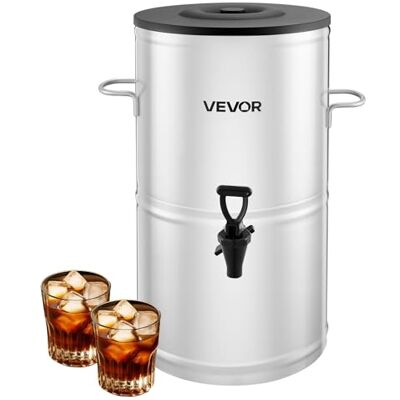 VEVOR Dispensador de Té Helado, 15 L, Acero Inoxidable 304, con Grifo y Asa, Apto para Bebidas Frías y Calientes, Té Helado, Café y Agua en Cafeterías y Restaurantes, 340 x 375 x 510 mm, Plata VEVOR Dispensador de Té Helado, 15 L, Acero Inoxidable 304, con Grifo y Asa, Apto para Bebidas Frías y Calientes, Té Helado, Café y Agua en Cafeterías y Restaurantes, 340 x 375 x 510 mm, Plata