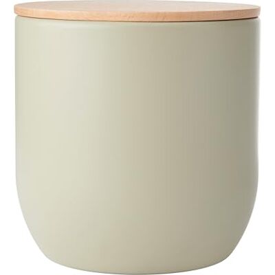 KitchenCraft Idilica Recipiente de Cocina con Tapa Hermética, Recipiente de Almacenamiento Redondo con Tapa de Madera y Acabado Mate para Té, Café o Azúcar, 12 x 12cm, Masilla KitchenCraft Idilica Recipiente de Cocina con Tapa Hermética, Recipiente de Almacenamiento Redondo con Tapa de Madera y Acabado Mate para Té, Café o Azúcar, 12 x 12cm, Masilla