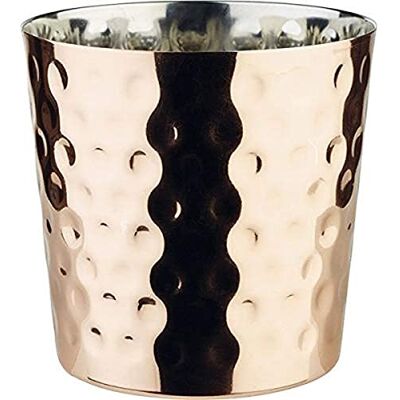 APS Snackholder Cubitera para servir aperitivos, diámetro de 8,5 cm, altura de 8,5 cm, acero inoxidable, 0,35 litros, acabado martillado, aspecto de cobre APS Snackholder Cubitera para servir aperitivos, diámetro de 8,5 cm, altura de 8,5 cm, acero inoxidable, 0,35 litros, acabado martillado, aspecto de cobre