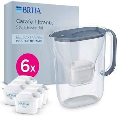 Brita Jarra filtrante Style Essential Azul (2.4L) incl. 6x MAXTRA PRO PURE PERFORMANCE Compatible con la puerta del frigorífico, con indicador LED, filtra impurezas y metales Brita Jarra filtrante Style Essential Azul (2.4L) incl. 6x MAXTRA PRO PURE PERFORMANCE Compatible con la puerta del frigorífico, con indicador LED, filtra impurezas y metales