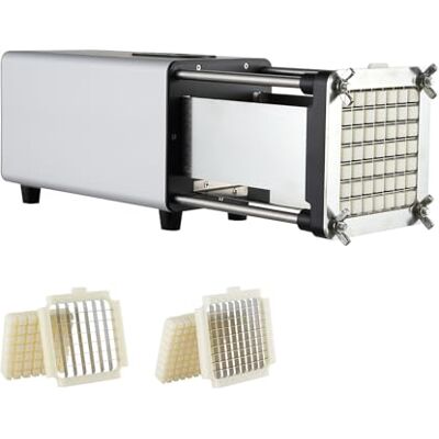 VEVOR Cortadora Eléctrica de Patatas Fritas Cortador de Papas con Cuchillas de Acero Inoxidable de 1/2" y 3/8" Cortador de Papas con Patas Antideslizantes para Pepinos, Verduras, Zanahorias, Plata VEVOR Cortadora Eléctrica de Patatas Fritas Cortador de Papas con Cuchillas de Acero Inoxidable de 1/2" y 3/8" Cortador de Papas con Patas Antideslizantes para Pepinos, Verduras, Zanahorias, Plata