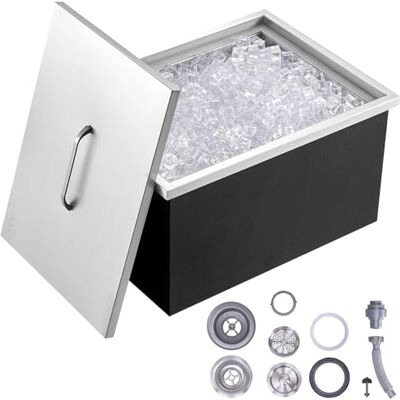 VEVOR Bandeja de Hielo Empotrada 55,23 L 508x355x308 mm Caja de Hielo Aislada con Tapa de Acero Inoxidable Conservador de Cubitos de Hielo para Bebidas Cervezas Frías Cocina al Aire Libre Bar Hogar VEVOR Bandeja de Hielo Empotrada 55,23 L 508x355x308 mm Caja de Hielo Aislada con Tapa de Acero Inoxidable Conservador de Cubitos de Hielo para Bebidas Cervezas Frías Cocina al Aire Libre Bar Hogar