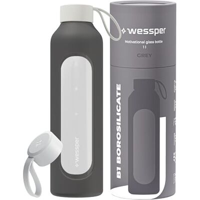 Wessper WES260 - Botella de agua con funda de silicona - 1L reutilizable Wessper WES260 - Botella de agua con funda de silicona - 1L reutilizable