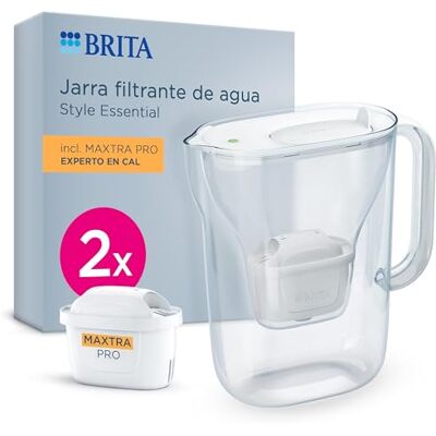Brita Jarra filtrante Style Essential Blanca (2.4L) incl. 2x MAXTRA PRO Experto en Cal Compatible con la puerta del frigorífico, con indicador LED, filtra la cal y metales Brita Jarra filtrante Style Essential Blanca (2.4L) incl. 2x MAXTRA PRO Experto en Cal Compatible con la puerta del frigorífico, con indicador LED, filtra la cal y metales