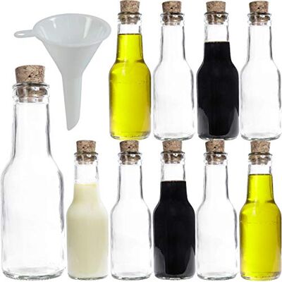 mikken Viva-Haushaltswaren Juego de Botellas de Cristal pequeñas (con tapón de Corcho, 10 Unidades, 150 ml, rellenables, Incluye Embudo de 7 cm de diámetro) mikken Viva-Haushaltswaren Juego de Botellas de Cristal pequeñas (con tapón de Corcho, 10 Unidades, 150 ml, rellenables, Incluye Embudo de 7 cm de diámetro)