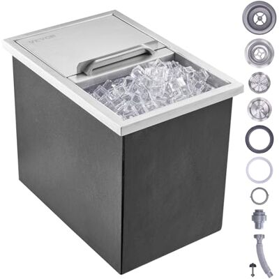 VEVOR Bandeja de Hielo Empotrada 26,7 L 456x304x371 mm Caja de Hielo Aislada con Tapa de Acero Inoxidable Conservador de Cubitos de Hielo para Bebidas Cervezas Frías Cocina al Aire Libre Bar Hogar VEVOR Bandeja de Hielo Empotrada 26,7 L 456x304x371 mm Caja de Hielo Aislada con Tapa de Acero Inoxidable Conservador de Cubitos de Hielo para Bebidas Cervezas Frías Cocina al Aire Libre Bar Hogar