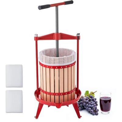 VEVOR Prensa de Frutas y Vino Capacidad de 18 L, Exprimidor Manual Cesta de Madera Maciza de Haya, Prensa de Vino con 2 Bolsas de Filtro, Asa en Forma de T, para Hacer Zumo de Sidra, Manzana, UVA VEVOR Prensa de Frutas y Vino Capacidad de 18 L, Exprimidor Manual Cesta de Madera Maciza de Haya, Prensa de Vino con 2 Bolsas de Filtro, Asa en Forma de T, para Hacer Zumo de Sidra, Manzana, UVA