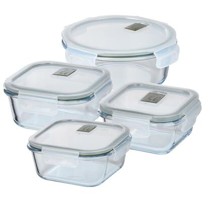 San Ignacio EXPERT Juego de 4 Herméticos Transparentes (320ml + 520ml + 800ml + 950ml) en Vidrio de borosilicato con tapa hermética EXPERT San Ignacio EXPERT Juego de 4 Herméticos Transparentes (320ml + 520ml + 800ml + 950ml) en Vidrio de borosilicato con tapa hermética EXPERT