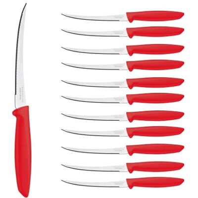 Tramontina Cuchillo para Tomates Color Rojo 12 Unidades Acero Inoxidable y Polipropileno Tramontina Cuchillo para Tomates Color Rojo 12 Unidades Acero Inoxidable y Polipropileno