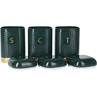 KitchenCraft Recipiente para té, café y azúcar , verde y dorado, 11,5 x 11,5 x 19,5 cm KitchenCraft Recipiente para té, café y azúcar , verde y dorado, 11,5 x 11,5 x 19,5 cm
