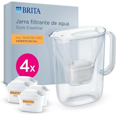 Brita Jarra filtrante Style Essential Blanca (2.4L) incl. 4x MAXTRA PRO Experto en Cal Compatible con la puerta del frigorífico, con indicador LED, filtra la cal y metales Brita Jarra filtrante Style Essential Blanca (2.4L) incl. 4x MAXTRA PRO Experto en Cal Compatible con la puerta del frigorífico, con indicador LED, filtra la cal y metales