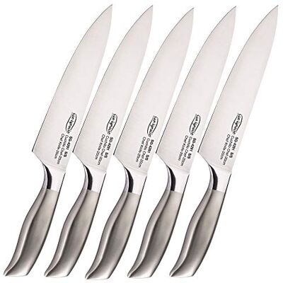 San Ignacio colección HoReCa-Set de 5 Unidades Cuchillos Chef 20 cm Acero Inoxidable Jávea, Alto Carbono San Ignacio colección HoReCa-Set de 5 Unidades Cuchillos Chef 20 cm Acero Inoxidable Jávea, Alto Carbono