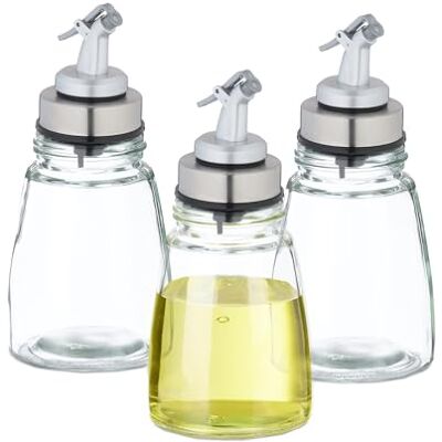 Relaxdays Aceitera, Set de 3, Botellas Dosificadoras Aceite, Herméticas, Antigoteo, Cistal, Reutilizables, Transparente Relaxdays Aceitera, Set de 3, Botellas Dosificadoras Aceite, Herméticas, Antigoteo, Cistal, Reutilizables, Transparente