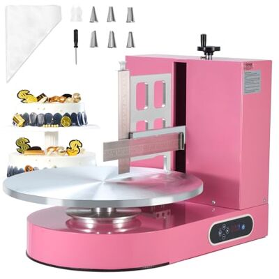 VEVOR Máquina para Decorar Pasteles, para Untar y Cubrir Crema para Pasteles, Bajo Ruido, Plato Giratorio con Raspador Ajustable, Velocidad de Rotación de 25-320 RPM, Rosa, 700 x 500 x 550 mm VEVOR Máquina para Decorar Pasteles, para Untar y Cubrir Crema para Pasteles, Bajo Ruido, Plato Giratorio con Raspador Ajustable, Velocidad de Rotación de 25-320 RPM, Rosa, 700 x 500 x 550 mm