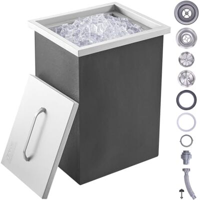 VEVOR Bandeja de Hielo Empotrada 25,3 L 355x305x461 mm Caja de Hielo Aislada con Tapa de Acero Inoxidable Conservador de Cubitos de Hielo para Bebidas Cervezas Frías Cocina al Aire Libre Bar Hogar VEVOR Bandeja de Hielo Empotrada 25,3 L 355x305x461 mm Caja de Hielo Aislada con Tapa de Acero Inoxidable Conservador de Cubitos de Hielo para Bebidas Cervezas Frías Cocina al Aire Libre Bar Hogar