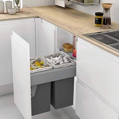 MENAGE CONFORT - Cubo de basura doble para muebles de cocina MENAGE CONFORT - Cubo de basura doble para muebles de cocina