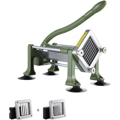 VEVOR Cortadora de Patatas Fritas Cortador de Papas con Hoja de Acero Inoxidable de 1/2", 3/8" Cortador de Papas Manual con Ventosas Ideal para Papas Fritas, Pepinos, Verduras, Zanahorias, Verde VEVOR Cortadora de Patatas Fritas Cortador de Papas con Hoja de Acero Inoxidable de 1/2", 3/8" Cortador de Papas Manual con Ventosas Ideal para Papas Fritas, Pepinos, Verduras, Zanahorias, Verde