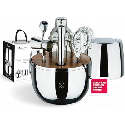 MasterPro The Drop Juego de 6 Piezas de Cóctel Acero INOX Incluye Colador, Abrebotellas, Cuchara Larga, Coctelera, Jigger, Triturador Elegante y Profesional MasterPro The Drop Juego de 6 Piezas de Cóctel Acero INOX Incluye Colador, Abrebotellas, Cuchara Larga, Coctelera, Jigger, Triturador Elegante y Profesional