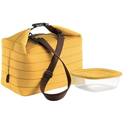 Guzzini On The Go, Set de Bolsa Térmica Grande con Contenedor Ocre, Bolsa 30 x 18 x h30 cm, Contenedor 19,6 x 19,6 x h7 cm, 1400 CC 03165 Guzzini On The Go, Set de Bolsa Térmica Grande con Contenedor Ocre, Bolsa 30 x 18 x h30 cm, Contenedor 19,6 x 19,6 x h7 cm, 1400 CC 03165