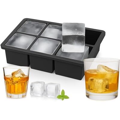 Relaxdays Molde Silicona para Hielo, Reutilizable, XXL, Bandeja Silicona, Cubos de Hielo 5 cm, 6 Cubos Individuales, Negro Relaxdays Molde Silicona para Hielo, Reutilizable, XXL, Bandeja Silicona, Cubos de Hielo 5 cm, 6 Cubos Individuales, Negro