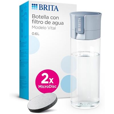 Brita Botella de agua filtrante modelo Vital (600ml), 2x filtros MicroDisc Brita Botella de agua filtrante modelo Vital (600ml), 2x filtros MicroDisc