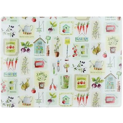 Creative Herb Garden Protector de superficie de trabajo de cristal, tabla de cortar multifuncional de cristal templado, tabla para servir con diseño de hierbas, 40 x 30 cm Creative Herb Garden Protector de superficie de trabajo de cristal, tabla de cortar multifuncional de cristal templado, tabla para servir con diseño de hierbas, 40 x 30 cm