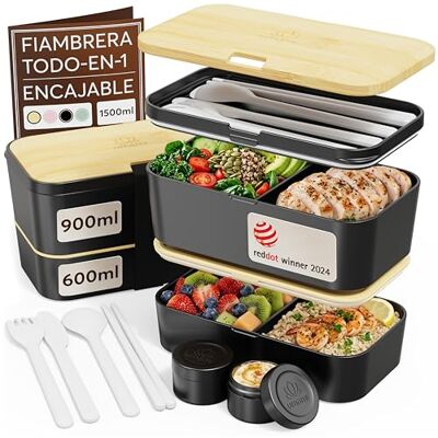Bento - Tapa efecto bambú - 1,5L - Compacta Bento - Tapa efecto bambú - 1,5L - Compacta